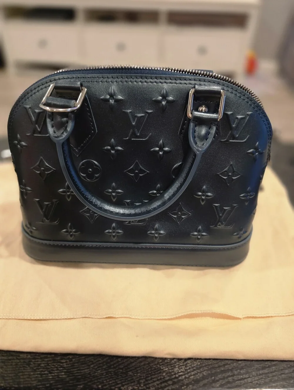 Louis Vuitton Calfskin Debossed Monogram Alma BB